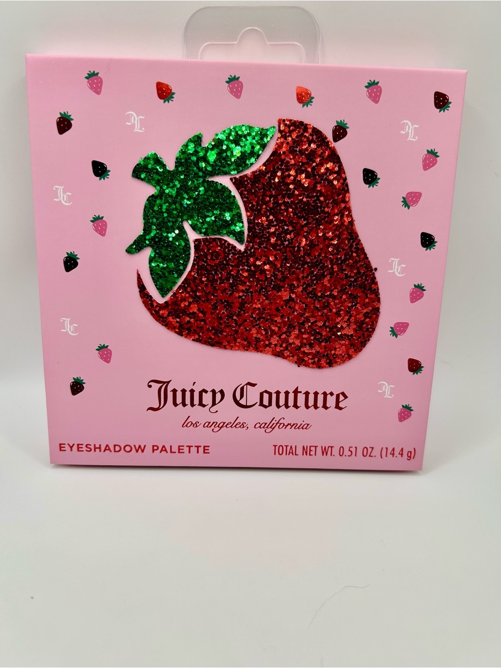 Juicy Couture Pink Eyeshadow Palette with Red & Green Glitter Strawberry
